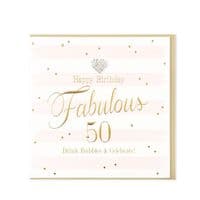 Gorgeous Luxury 'HAPPY 50TH BIRTHDAY' Card with Diamante Heart Embellishment