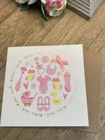Gorgeous New Born 'Baby Girl' Greeting Card.