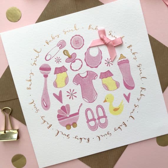 Gorgeous New Born 'Baby Girl' Greeting Card.