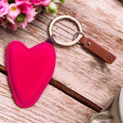 Gorgeous Pink Velvety Feel Caroline Gardner Heart Keyring - Just Fab!