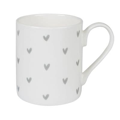 Gorgeous Soft Grey 'Hearts' Mug - Sophie Allport Bone China (Standard Size)