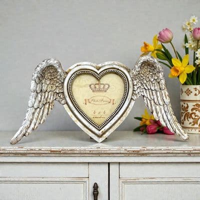 Great Gift Idea  Gorgeous Silver Gilt 'Angel Wings' Heart Frame