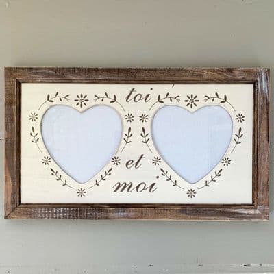 Great Gift Idea!  Shabby Chic Style - 'Toi et Moi' 2 Hearts Photo Frame