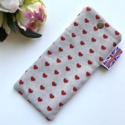 Great Gift Idea! Soft Glasses Case/Pouch with Pretty Red Heart Design