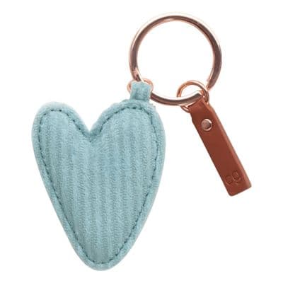 Heart Shaped Jumbo Cord Caroline Gardner Keyring in Soft Blue