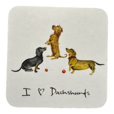 I Love Dachshunds - Cute Coaster with Heart Detail