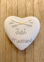 Lovely Ceramic Wedding Heart Keepsake with 'JUST MARRIED' text