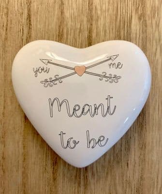 Lovely Ceramic Wedding Heart Keepsake with 'MEANT TO BE' text