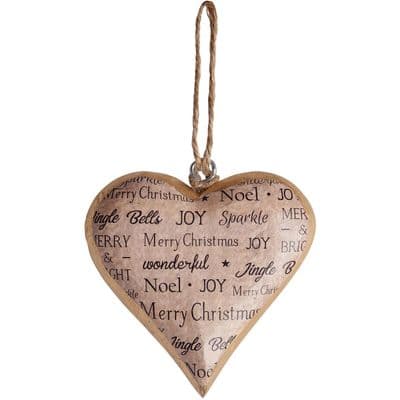 Lovely 'Christmas Wishes' Wooden Hanging Heart