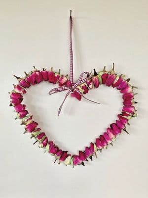 Lovely Gift Idea! Large Scented Rosebud Vintage Hanging Heart with Gingham Bow