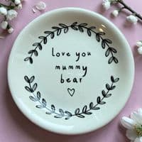 Mother's Day Gift  Lovely Ceramic Ring Dish with 'Love You Mummy Bear' Text