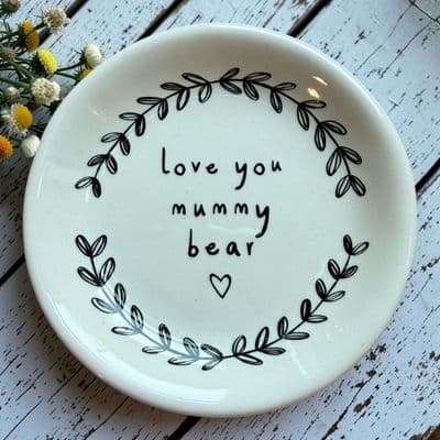Mother's Day Gift  Lovely Ceramic Ring Dish with 'Love You Mummy Bear' Text