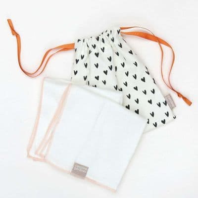Natural Fibre Face Cloths - Caroline Gardner Travel Essential with Heart Design
