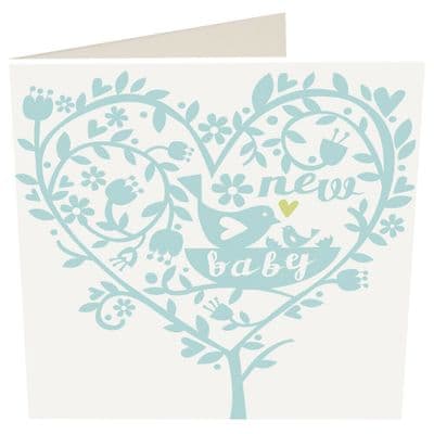 New Baby Boy - Caroline Gardner Greeting Card - Gorgeous Floral Heart Design