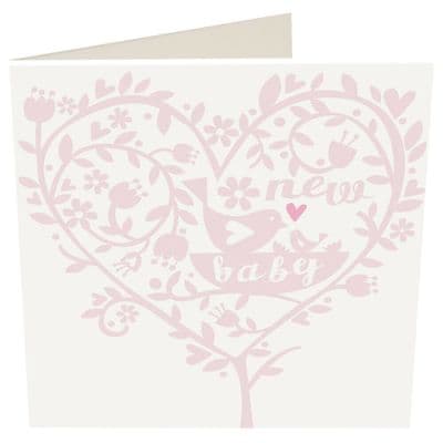 New Baby Girl - Caroline Gardner Greeting Card - Super pretty Heart and Floral D