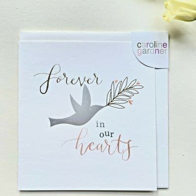 Really Lovely 'Forever In Our Hearts' Sympathy Card with Dove & Heart Design