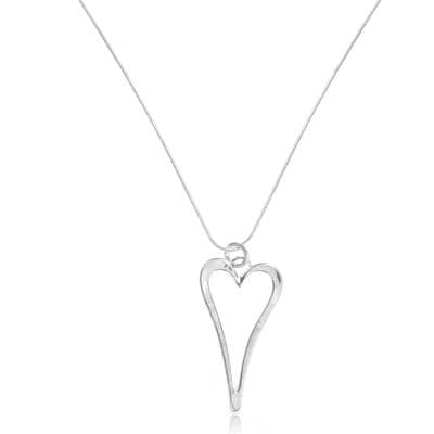 Really Lovely Large Silver Heart Pendant on a Long Necklace