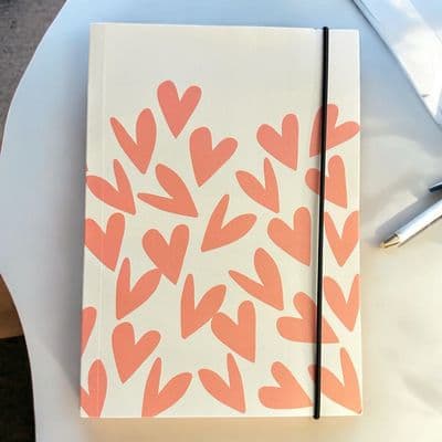 So Pretty! Caroline Gardner A5 Notepad with Coral Heart Design