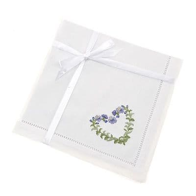 So Pretty! 'Floral Heart' Hand Embroidered Napkins