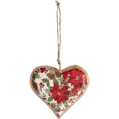 Super Christmassy 'Poinsettia' Wooden Hanging Heart