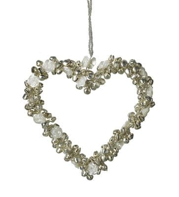 Super Pretty Hanging Heart with Bells & Rose Embellishment