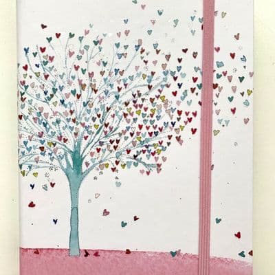 Super Pretty 'Tree of Hearts' Journal with Silver Foil Heart Detailing