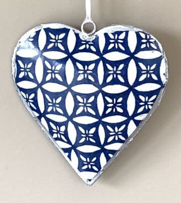 Super Stylish 'Sophia' Blue & White Metal Hanging Heart Style B