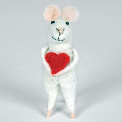 The Cutest Needlefelt 'Mouse holding Heart' Ornament/Hanging Decoration