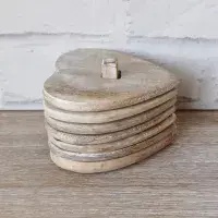 Wooden Heart Coasters - Set of 6 - Mango Wood & Super Cute!