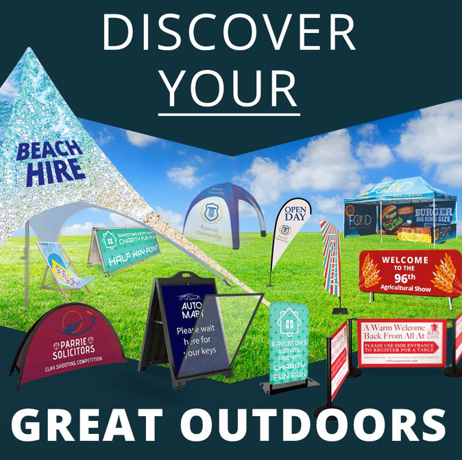 Outdoor pop up banners