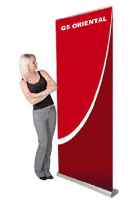 G5 ORIENTAL PULL UP ROLLER BANNER STAND - BEST SELLING MID RANGE - silver STANDARD!