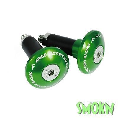 Apico Trials Bar Ends Alloy MX Motocross Enduro for 14mm ID Handle Bars Green