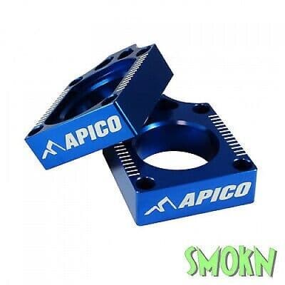 Kawasaki Axle Blocks KXF 250 450 04-23 KLX 450 08-14 Apico Rear Adjusters Blue