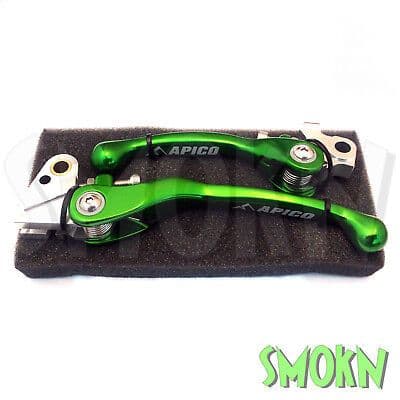 Kawasaki Flexi Pivot Brake & Clutch Levers KX-F 250 450 13-18 Apico Forged Green