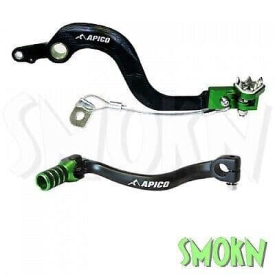 Kawasaki KX Gear Lever & Rear Brake Pedal KX 65 00-21 Apico Forged Elite Green