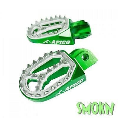 Kawasaki KXF Foot Pegs Rests KX-F 250 06-23 450 07-23 XC Apico Pro-Bite Green