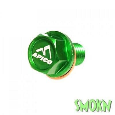 Kawasaki Magnetic Sump Drain Bolt KX 65 85 100 125 250 Apico Billet Alloy Green
