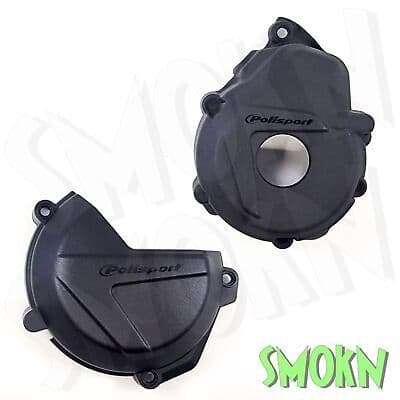 KTM Clutch & Ignition Covers fit EXC-F 250 350 17-23 Polisport Protectors 4T BK
