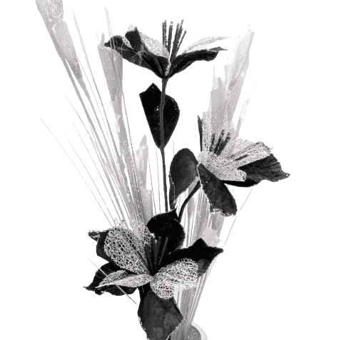 Artificial Set of Glitter Flowers - Silver/Black