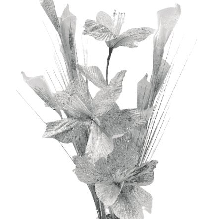 Artificial Set of Glitter Flowers - White/White