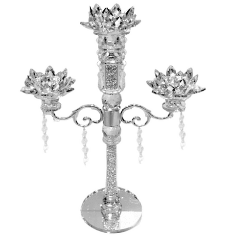 Crushed Diamond 3 Lotus Candle Holder