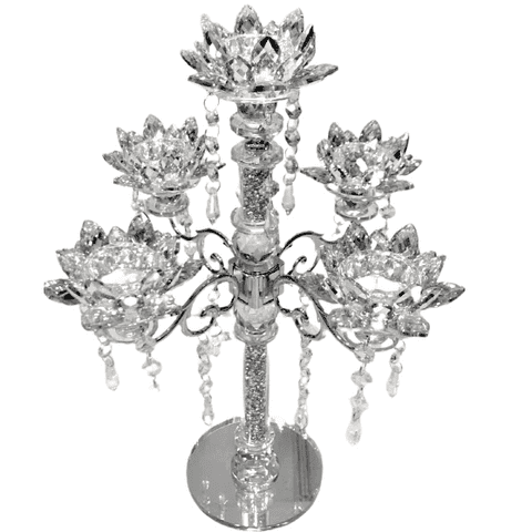 Crushed Diamond 5 Lotus Candle Holder