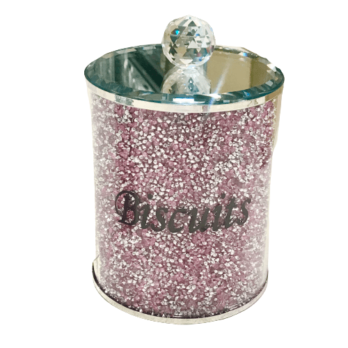 Crushed Diamond Biscuit Jar - Pink