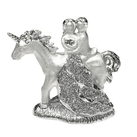 Crushed Diamond Couple Unicorn Figurine