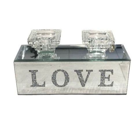 Crushed Diamond Double LOVE Candle Holder