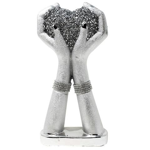 Crushed Diamond Heart Hand Figurine 2