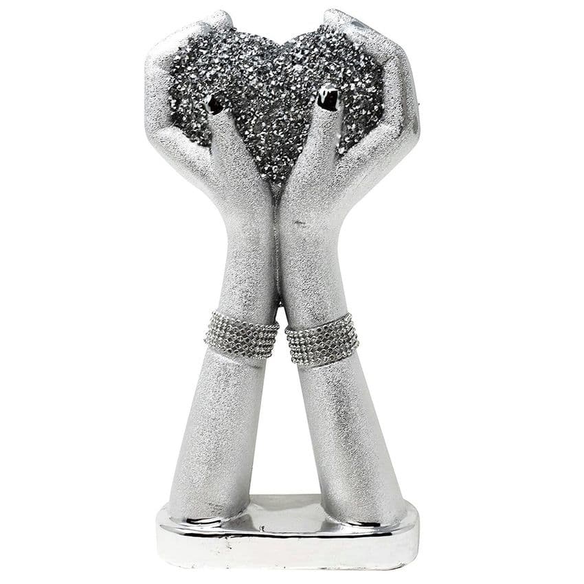 Crushed Diamond Heart Hand Figurine 2