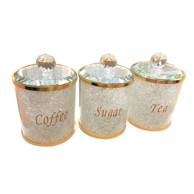 Crushed Diamond Jars Tea/Coffee/Sugar Gold