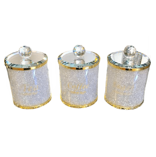 Crushed Diamond Jars Tea/Coffee/Sugar Gold