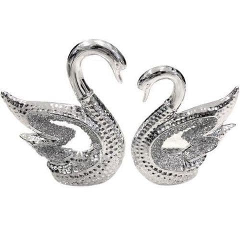 Crushed Diamond Pair of Swans
